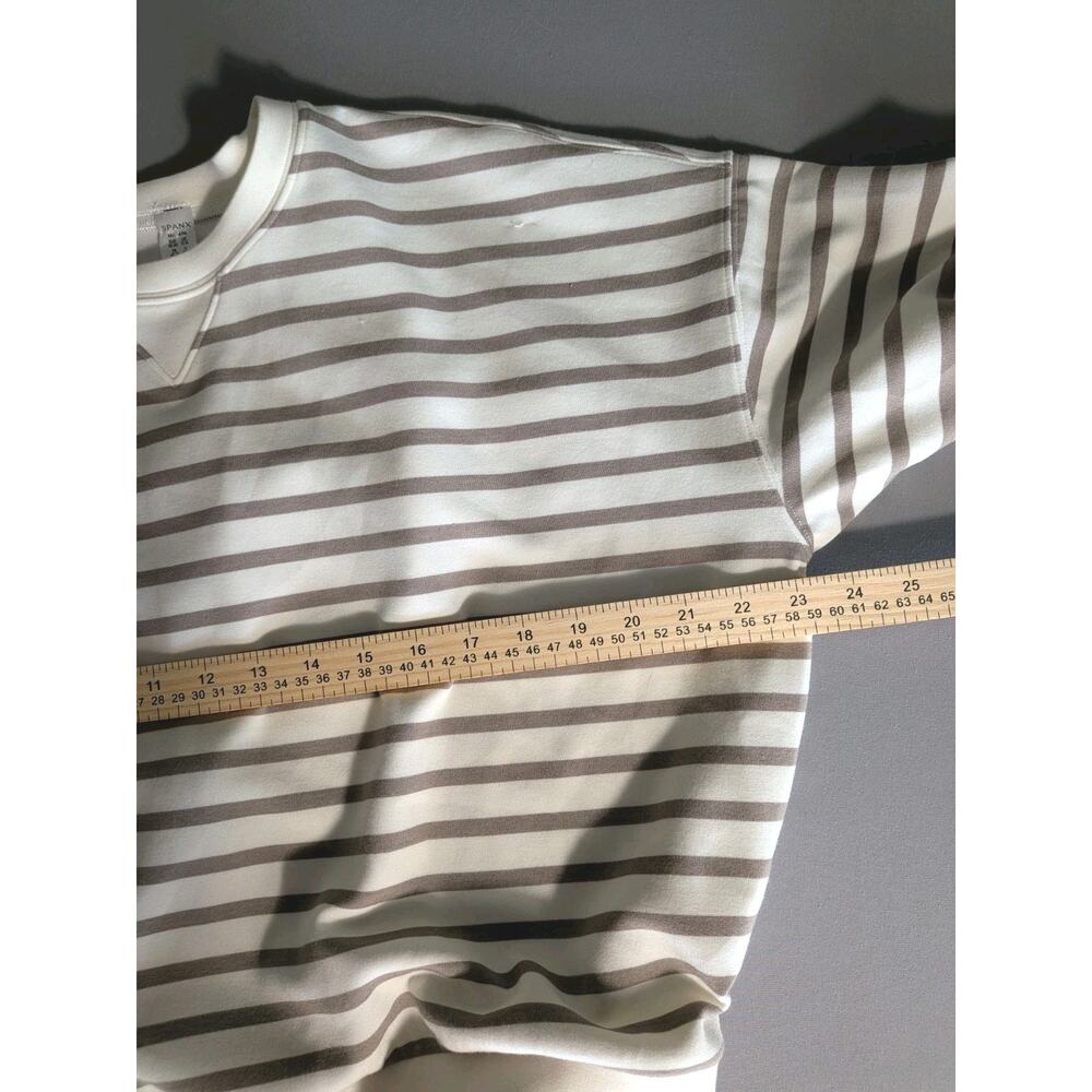SPANX AirEssentials Striped Sweatshirt Pullover Cream Taupe Modal Size M - Picture 4 of 7
